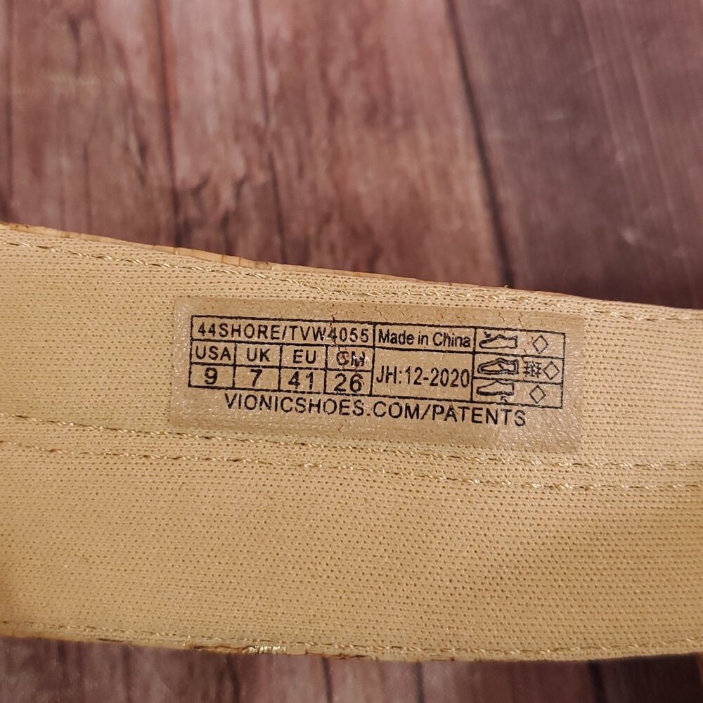 Vionic Shore Womens Size 9 Two Adjustable Straps Cork Sandals Slides Tan Comfort - Picture 14 of 14